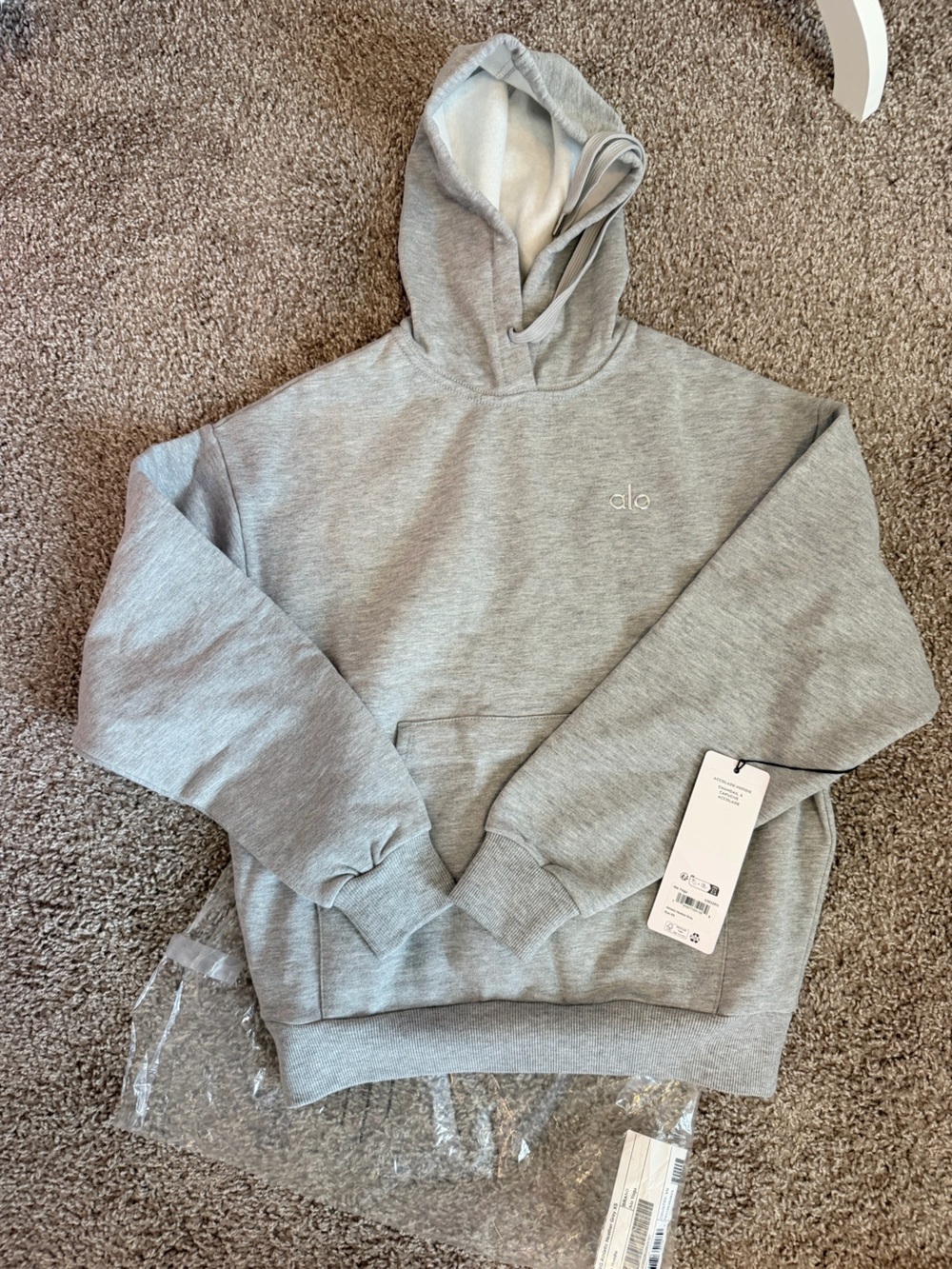 NWT Alo Accolade gray hoodie relaxed fit size xs unisex - Picture 9 of 11